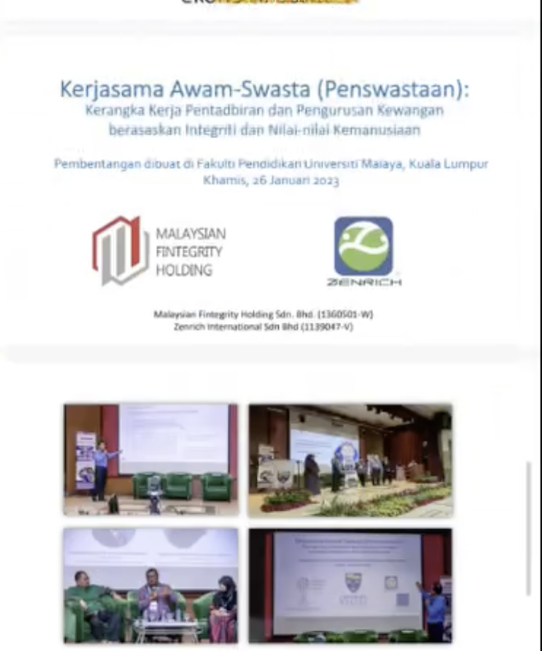 Later version of presentation material where Universiti Malaya and Mercu AYS Holding logos are no longer displayed