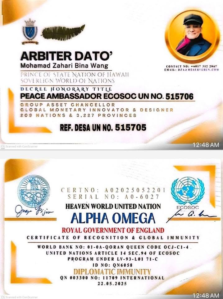 Mohamad Zahari credential-style material